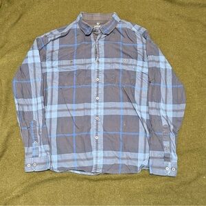 Kuhl Shirt Mens Large Blue Flannel Fugitive Button Up Durable Workshirt Outdoors